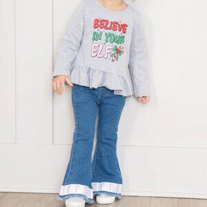 Marie Nicole Grey Elf Denim Bell Bottoms Outfit (18-24m) (XS)